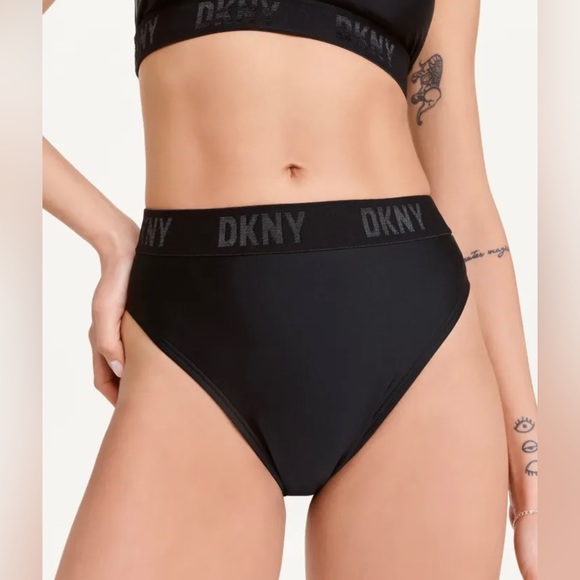 NWT DKNY High Waisted Signature Bikini Bottom - Picture 1 of 13